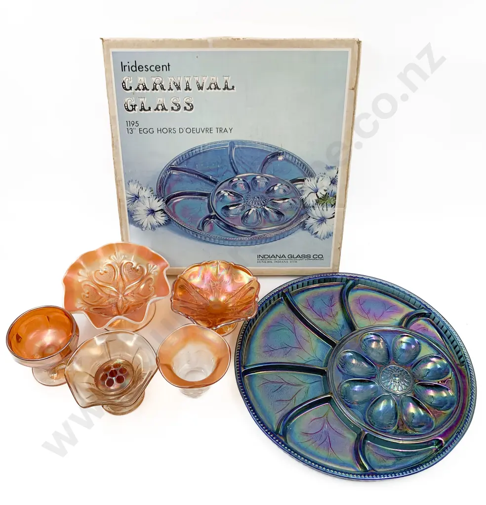 Qty of Assorted Carnival Glass Including Hors D'Oeuvres Tray Image 1++
