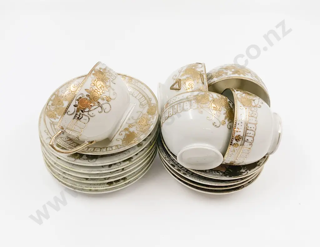 Gilt Decorated Egg Shell Part Tea Set Image 1++