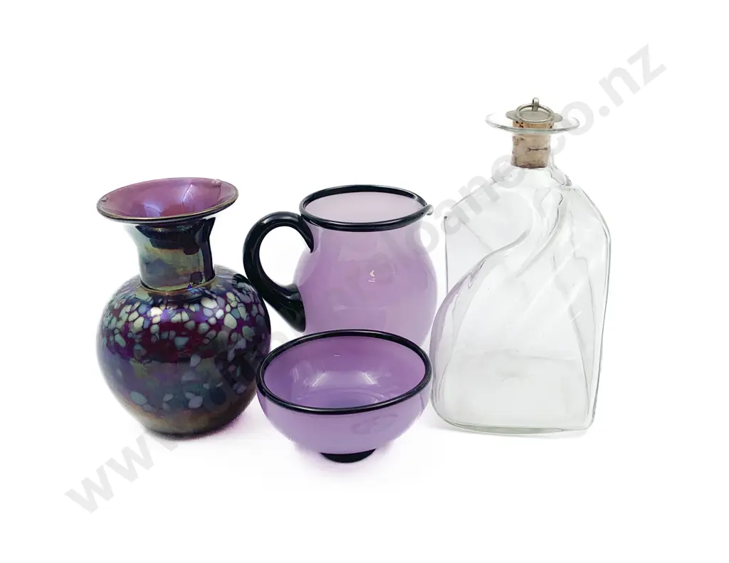 Four Pieces of Art Glass Including Hoglund Sugar and Cream Image 1++