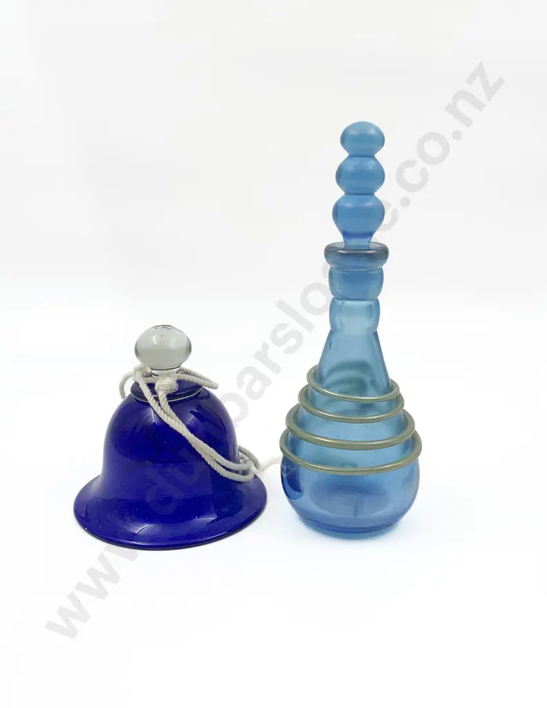 Two Pieces of Art Glass Including Decanter and Hoglund Bell Image 1++