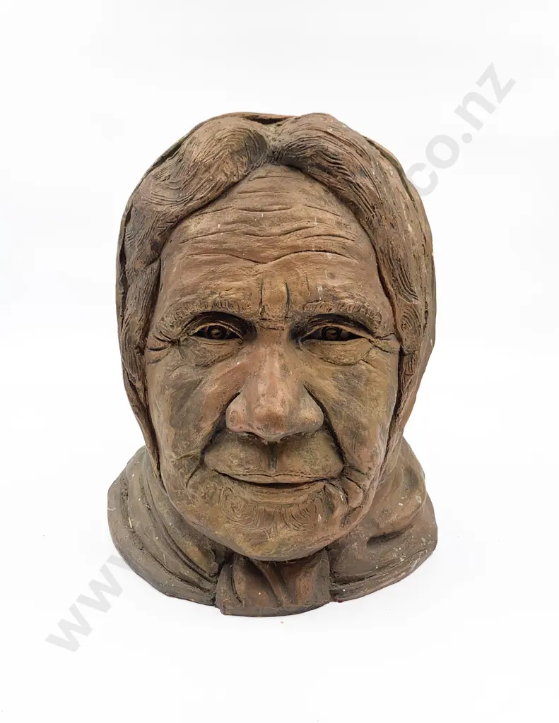 Painted Terracotta Bust of Dame Whina Cooper Image 1++