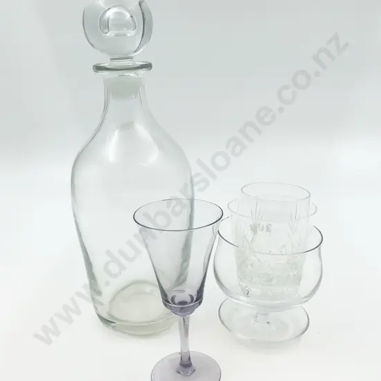Box of Assorted Crystal and Glass Ware Including Decanter