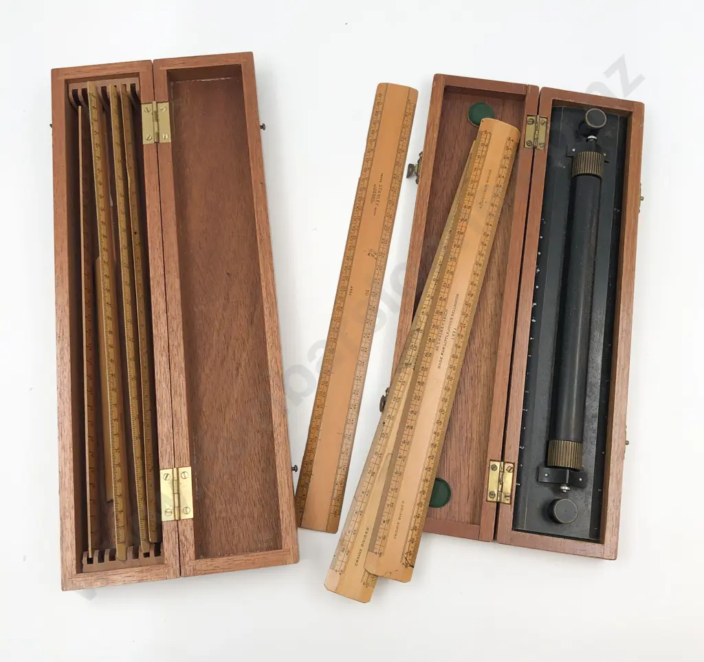 Slide Rule Together With Box of Vintage Rulers Image 1++