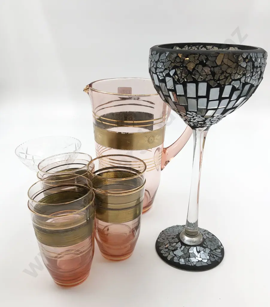 Qty of Assorted Crystal and Glass Ware Including Art Deco Lemonade Set Image 1++
