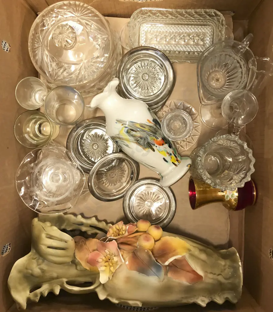 Box of Assorted Crystal and Glass Ware Together With Vases (AF) Image 1++