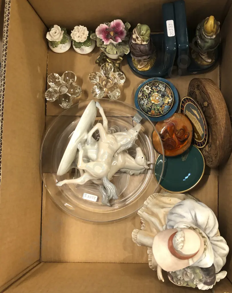 Qty of Assorted Including Ceramic Figures and Floral Ornaments and Bookends etc. Image 1++