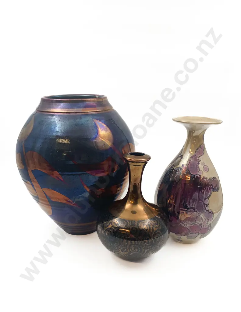 Three Lustre Pottery Vases Including John Green Image 1++