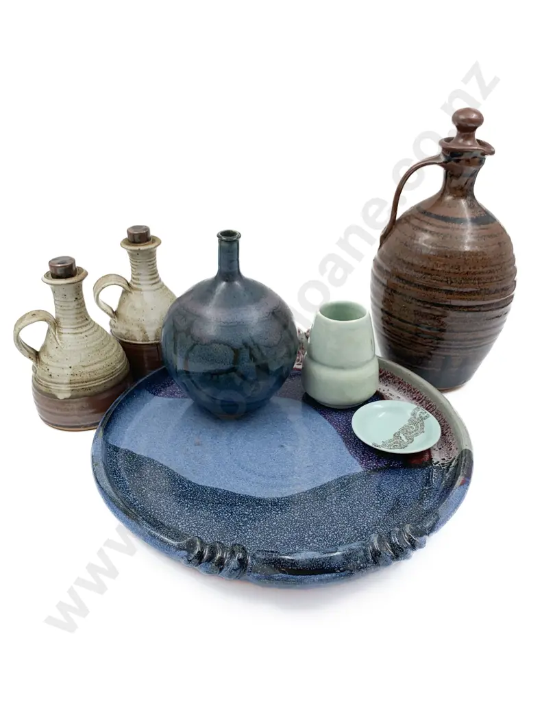 Seven Pieces of Assorted Pottery Including Flagon and Crown Lynn Image 1++