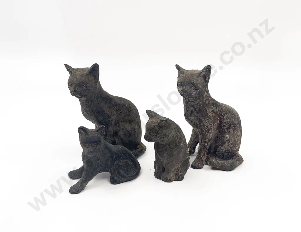 Four Cast Metal Cat Ornaments Image 1++
