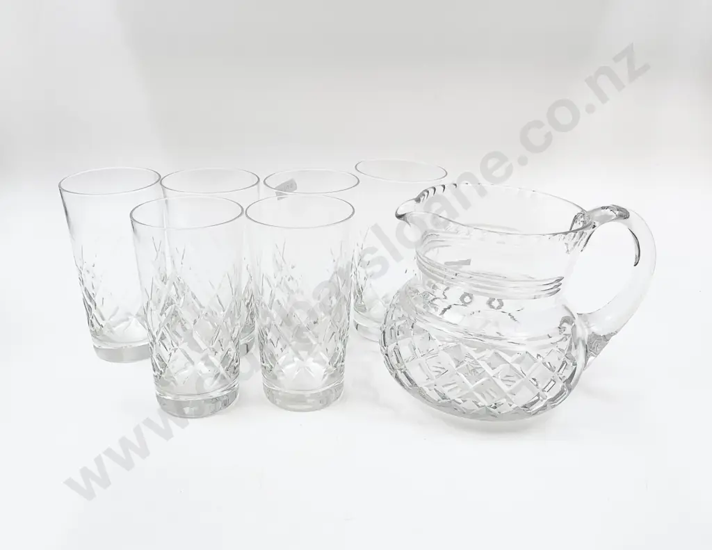 Glass Jug Together With Six Glasses Image 1++