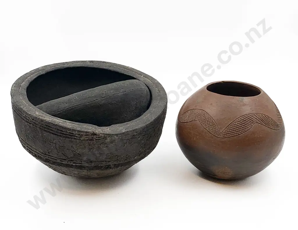Two PNG Earthenware Bowls Together With African Zulu Bowl Image 1++