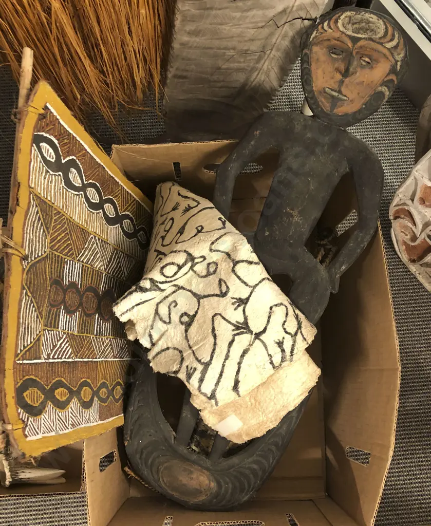 Assorted PNG Artefacts Including Wooden Figure and Tapa Cloth etc. Image 1++