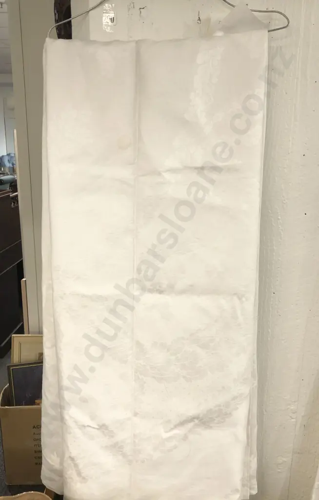 Two Damask Linen Table Cloths (Some Staining) Image 1++