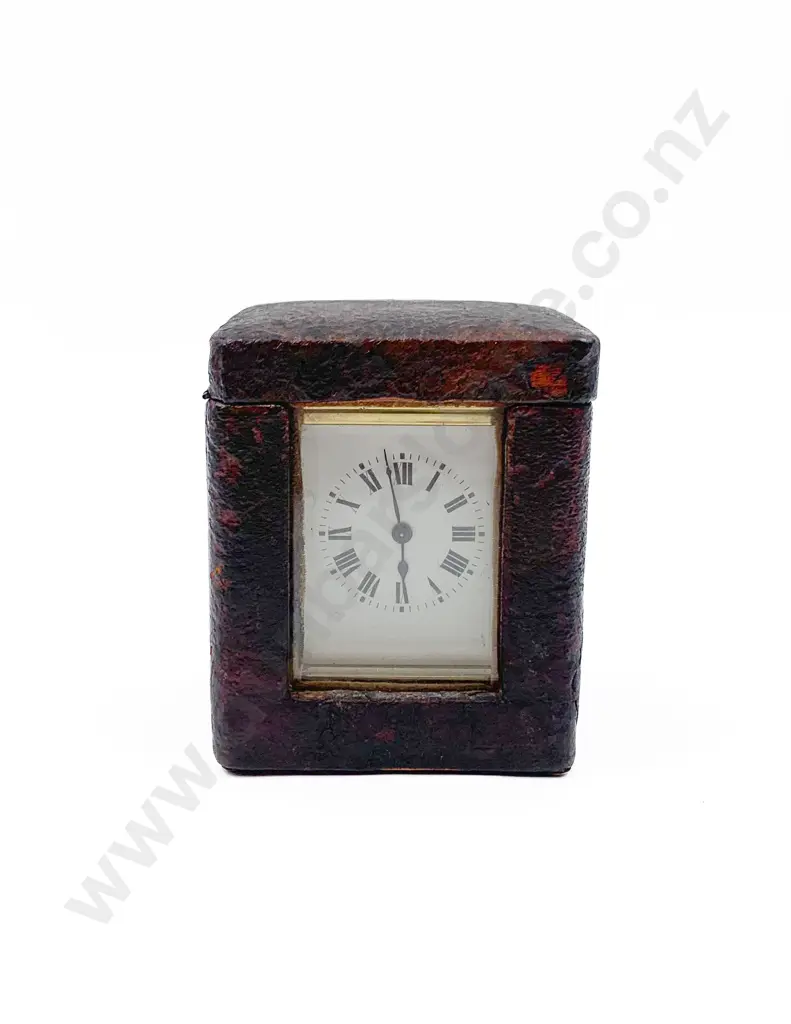 Small Carriage Clock in Leather Case Image 1++