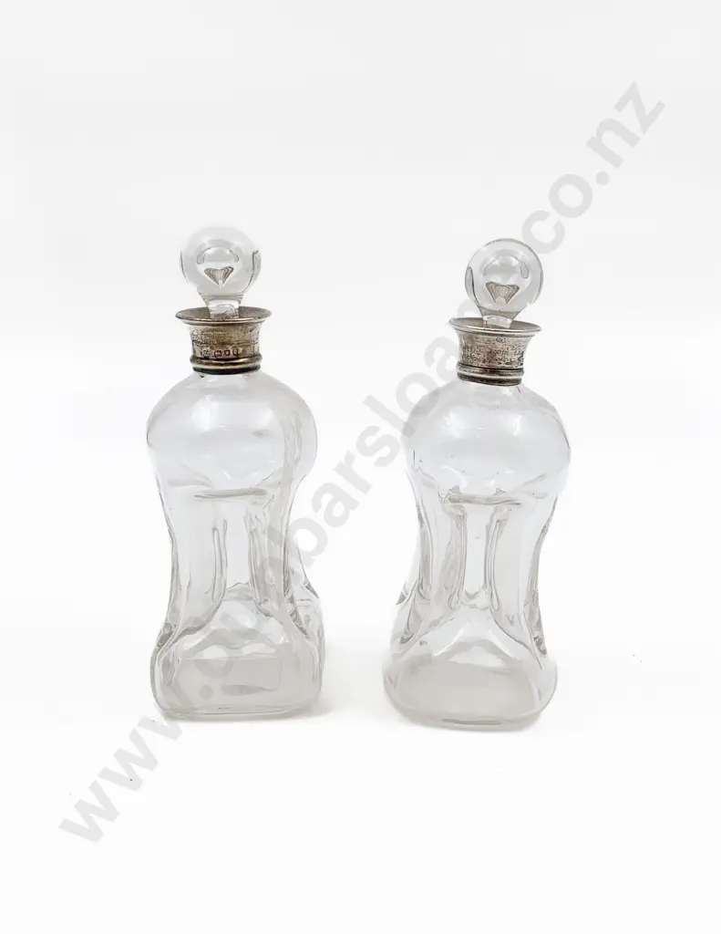Pair of S/S Topped Scent Bottles (Damage to One Stopper) Image 1++