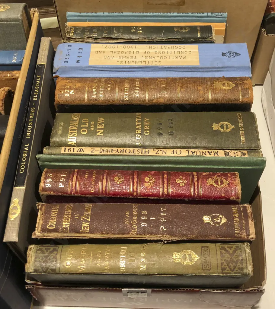 Box of Assorted Leather Bound Books Image 1++