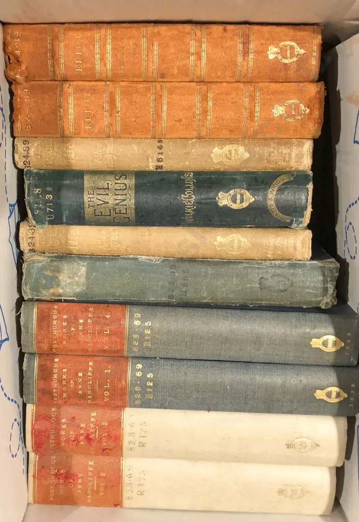 Box of Assorted Vintage Books Including Four Posthumous Works of Anne Radcliffe Volumes Image 1++