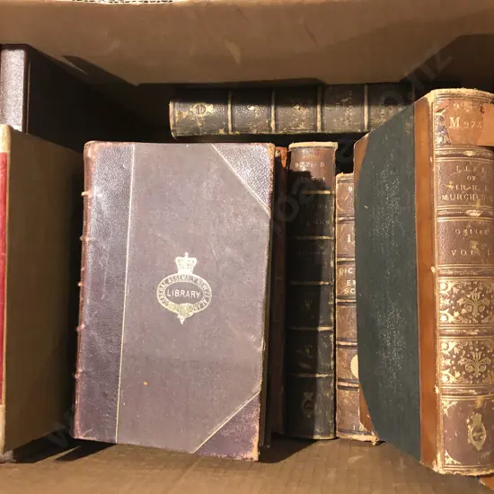Box of Assorted Leather Bound Books