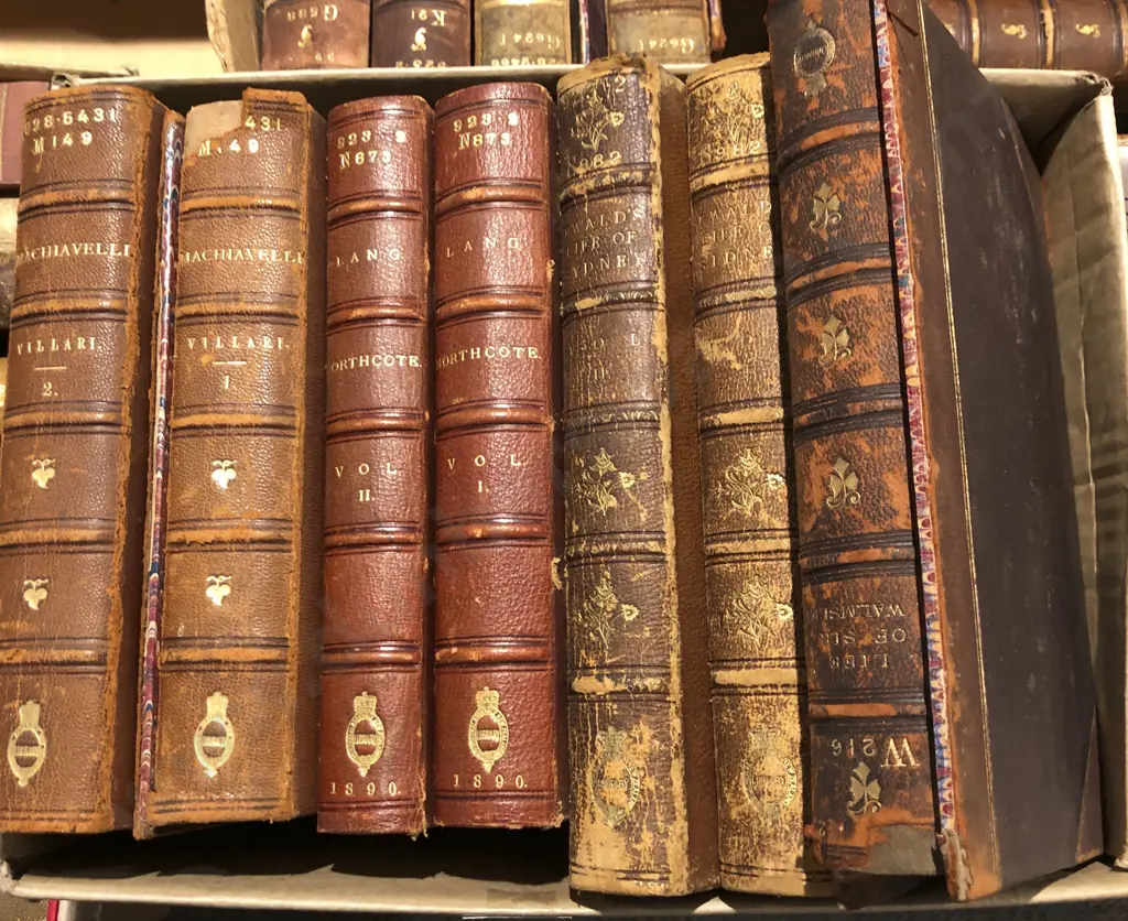 Box of Assorted Leather Bound Books Image 1++