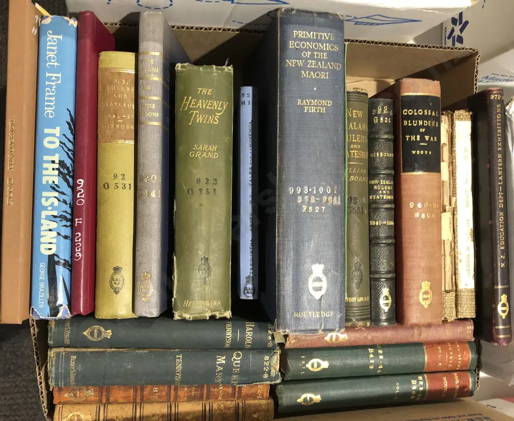 Box of Assorted Leather Bound Books Image 1++