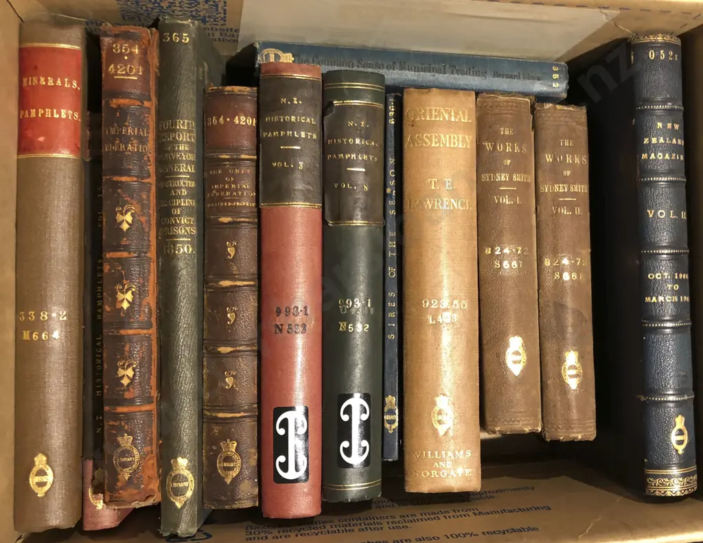 Box of Assorted Leather Bound Books Image 1++
