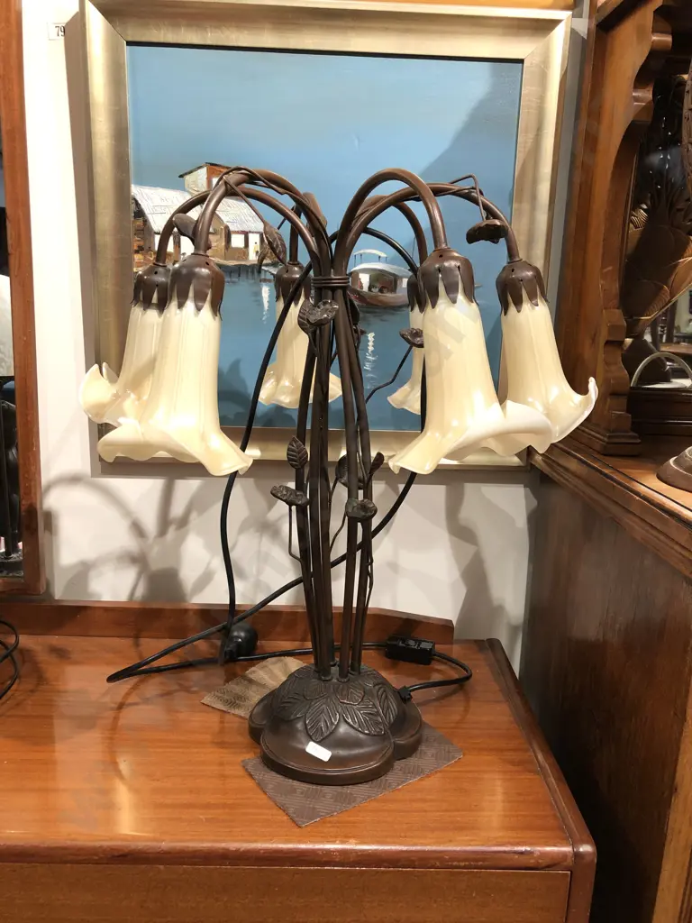 Art Nouveau Style Six Light Floral Form Table Lamp Image 1++