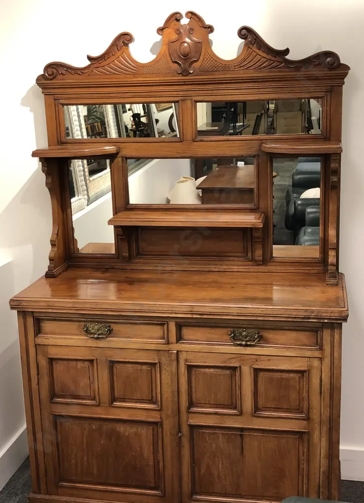 Walnut Sideboard with Mirrored Back Image 1++