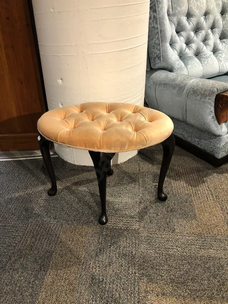 Oval Button top Footstool Image 1++