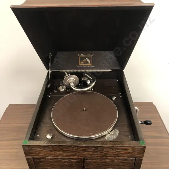 His Masters Voice Gramophone in Oak Case