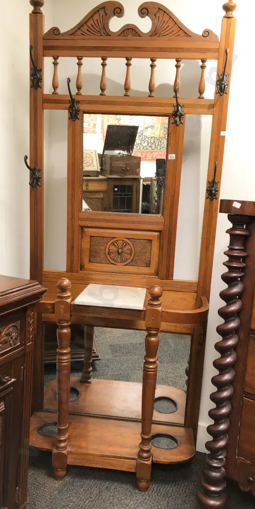 Colonial Hall Stand with Marble Top Image 1++