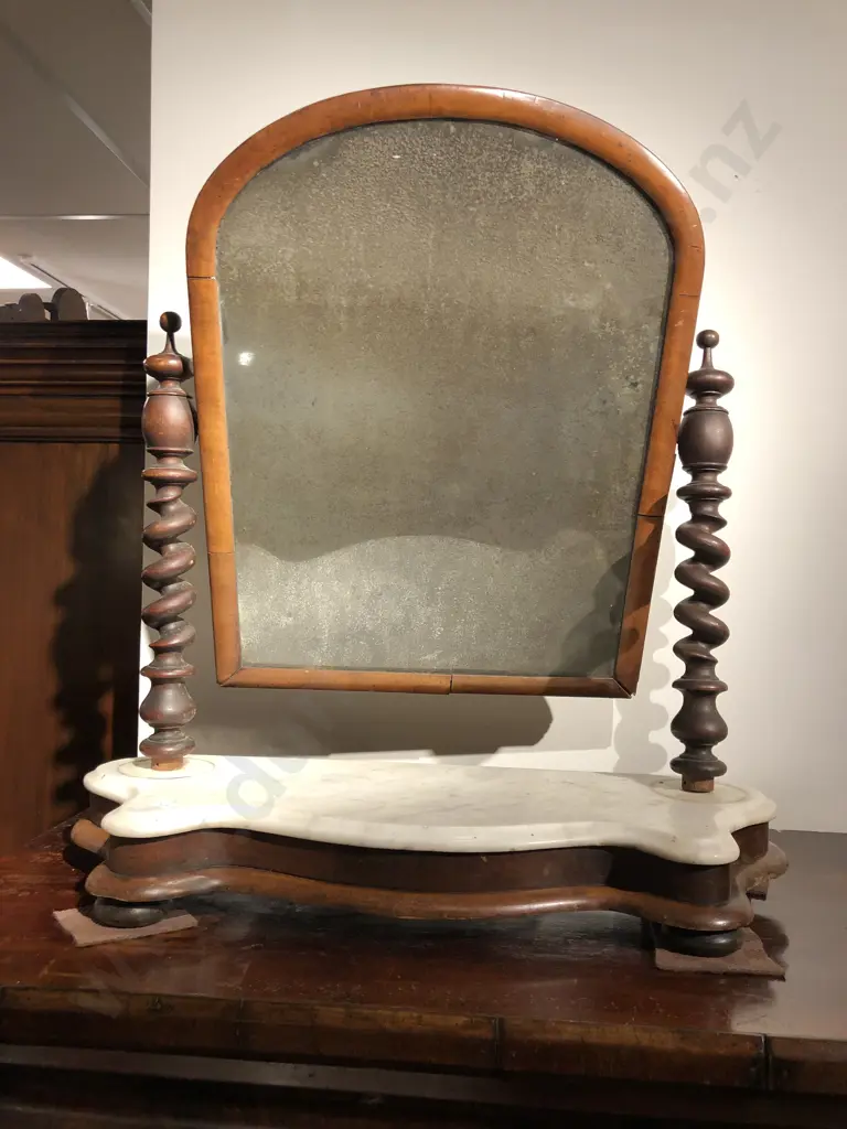Toilet Swing Mirror with Barley Twist Supports and Marble Topped Base (Faults) Image 1++