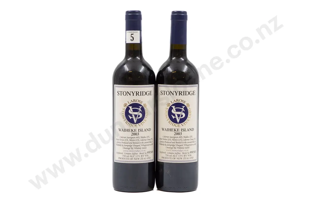 2 bottles NZ 2003 Stonyridge Vineyard Larose Waiheke Island Image 1++