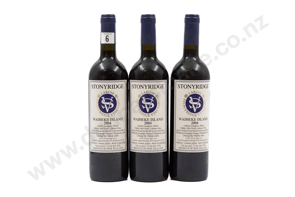 3 bottles NZ 2004 Stonyridge Vineyard Larose Waiheke Island Image 1++