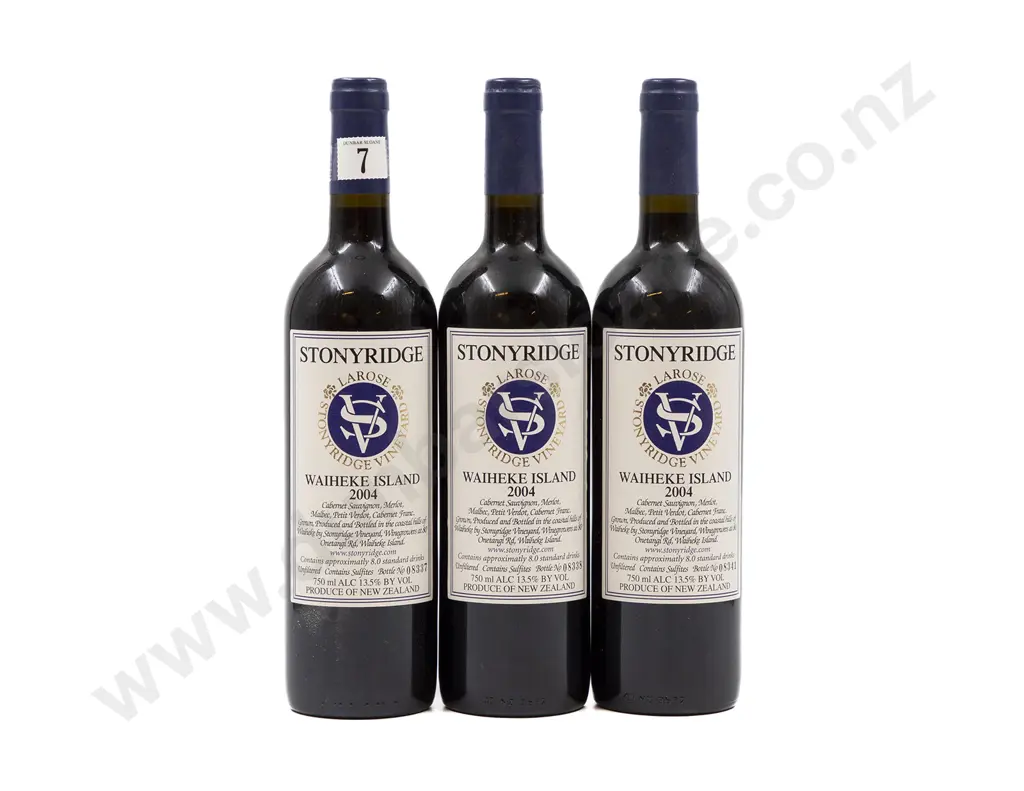 3 bottles NZ 2004 Stonyridge Vineyard Larose Waiheke Island Image 1++