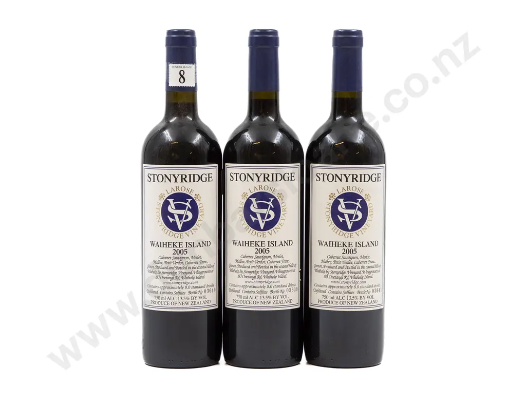 3 bottles NZ 2005 Stonyridge Vineyard Larose Waiheke Island Image 1++