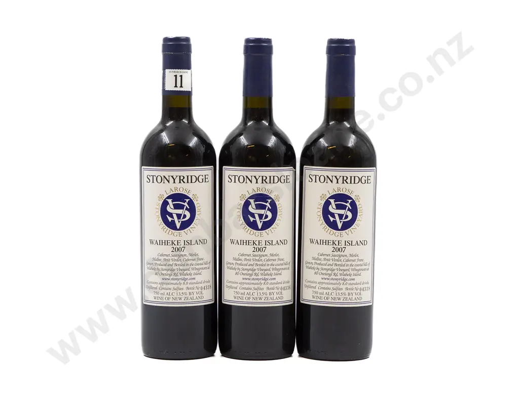 3 bottles NZ 2007 Stonyridge Vineyard Larose Waiheke Island Image 1++