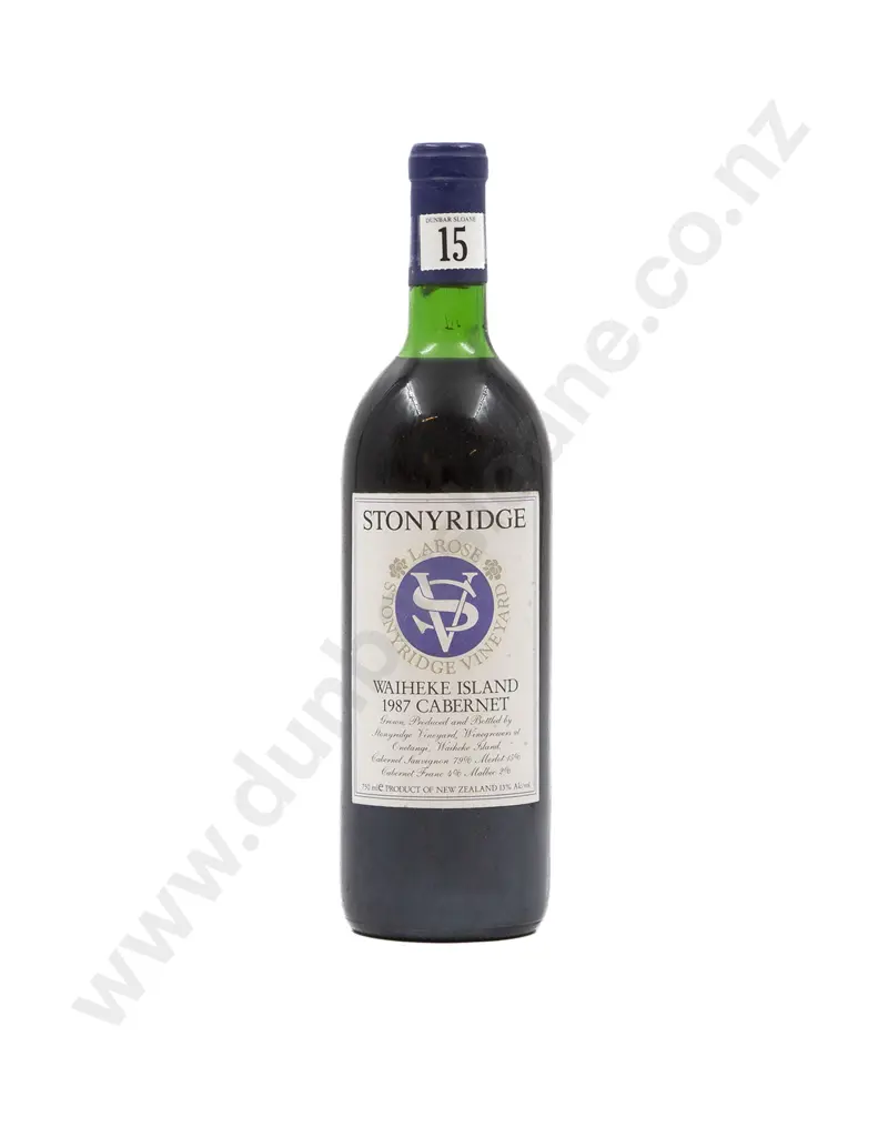 1 bottle NZ 1987 Stonyridge Vineyard Larose Waiheke Island Cabernet Image 1++