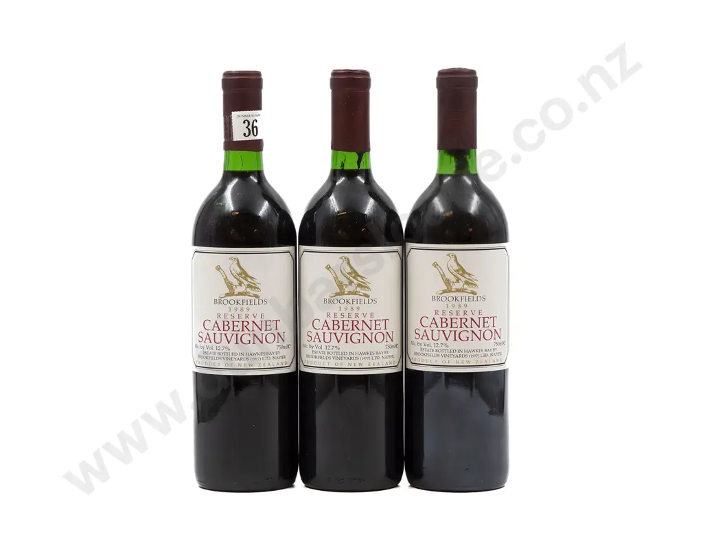 3 bottles 1989 Brookfields Reserve Cabernet Sauvignon Image 1++