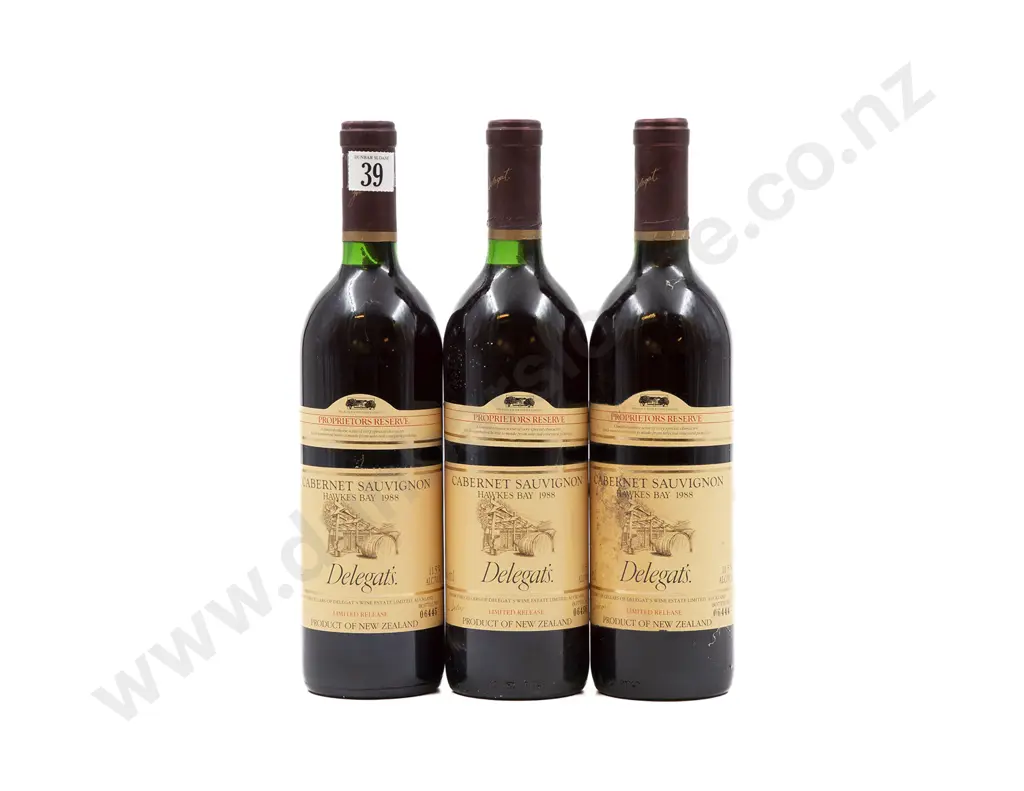 3 bottles1988 Delegat's Proprietors Reserve Cabernet Sauvignon Hawkes Bay Image 1++