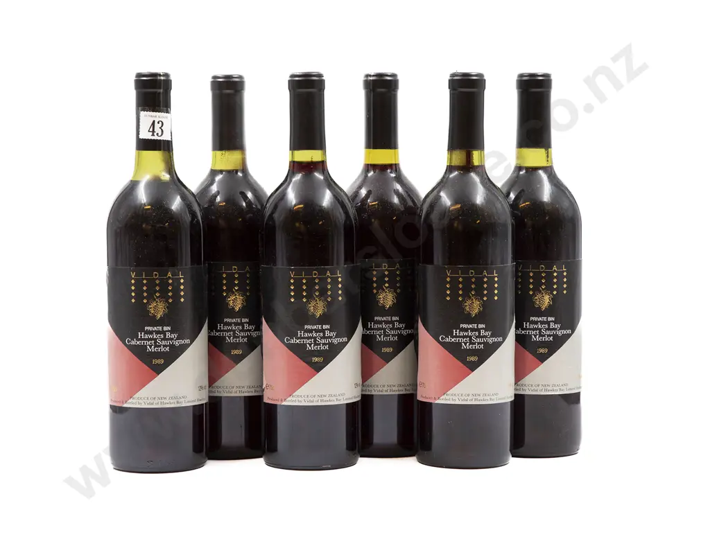 6 bottles 1989 Vidal Private Bin Hawkes Bay Cabernet Sauvignon Merlot Image 1++