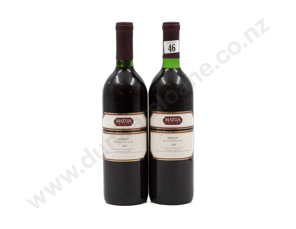 2 bottles 1989 Matua Valley Dartmoor-Smith Estate Merlot Image 1++