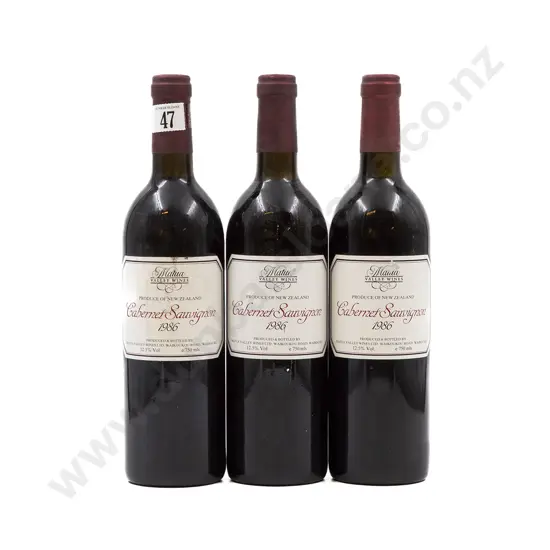 3 bottles 1986 Matua Valley Wines Cabernet Sauvignon