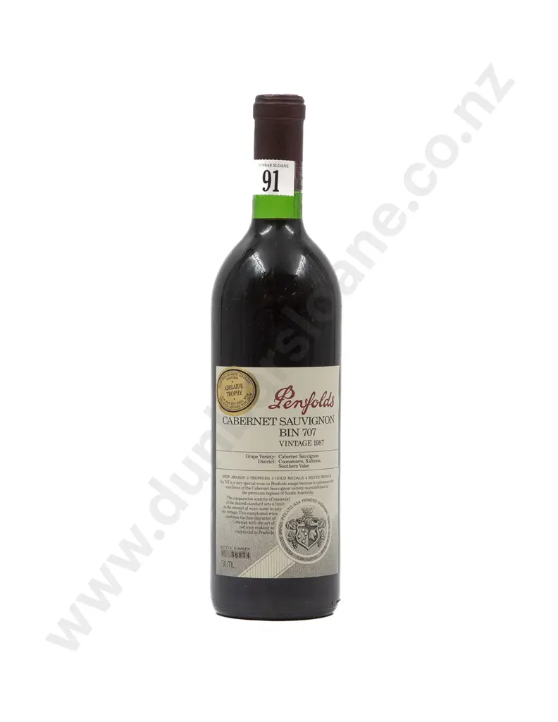 1 bottle Vintage 1987 Penfolds Cabernet Sauvignon Bin 707 Image 1++