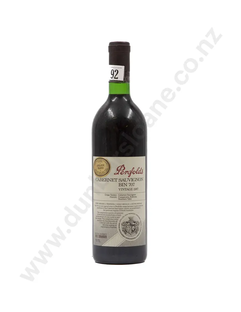 1 bottle Vintage 1987 Penfolds Cabernet Sauvignon Bin 707 Image 1++