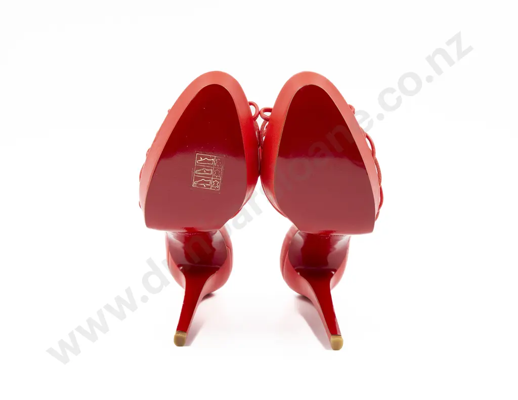 Christian Louboutin Coral Red Leather Discolilou Platform Sandals Image 1++