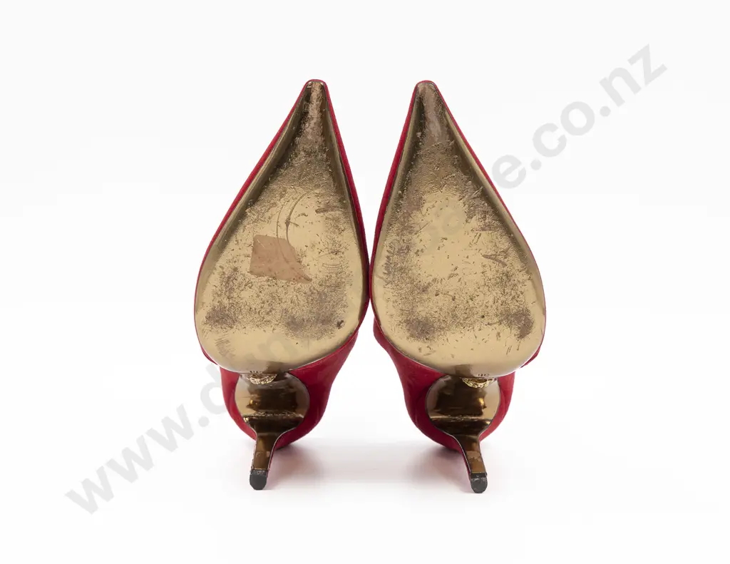 Versace Red Suede Pointed-Toe Stiletto Mules Image 1++