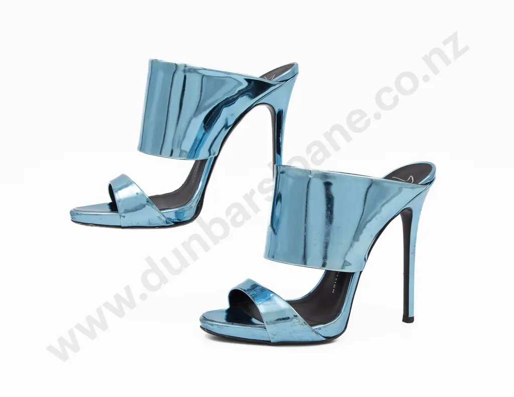 Giuseppe Zanotti Coline Metallic Blue Mules Image 1++