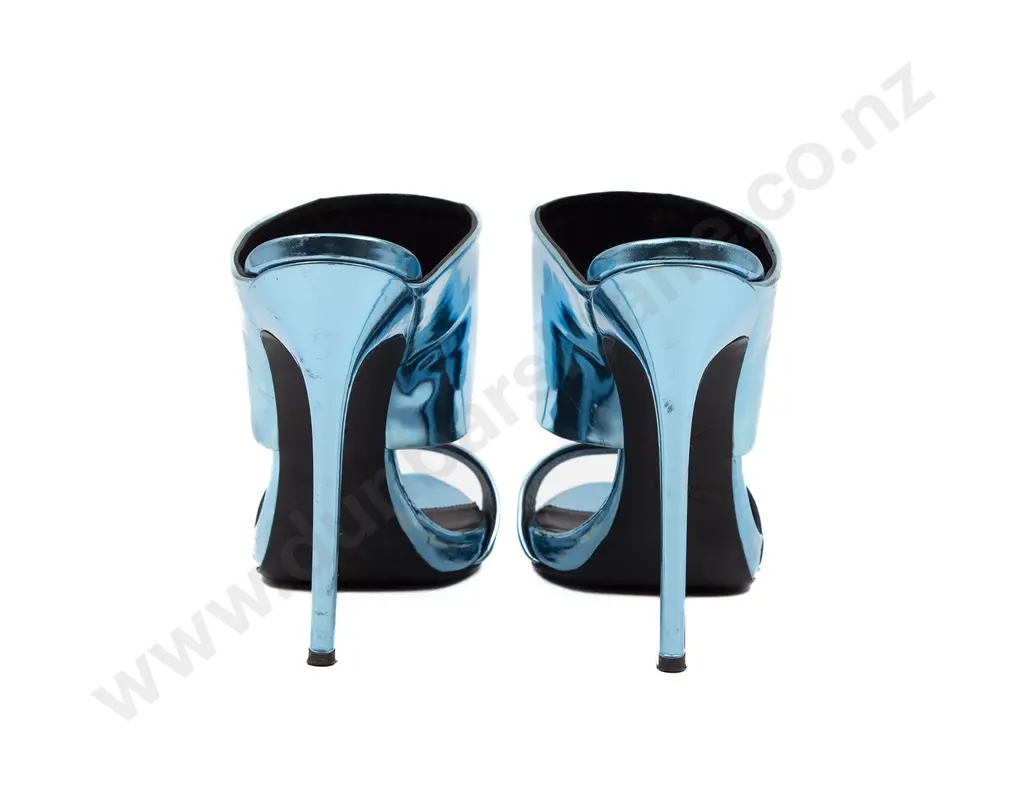 Giuseppe Zanotti Coline Metallic Blue Mules Image 1++