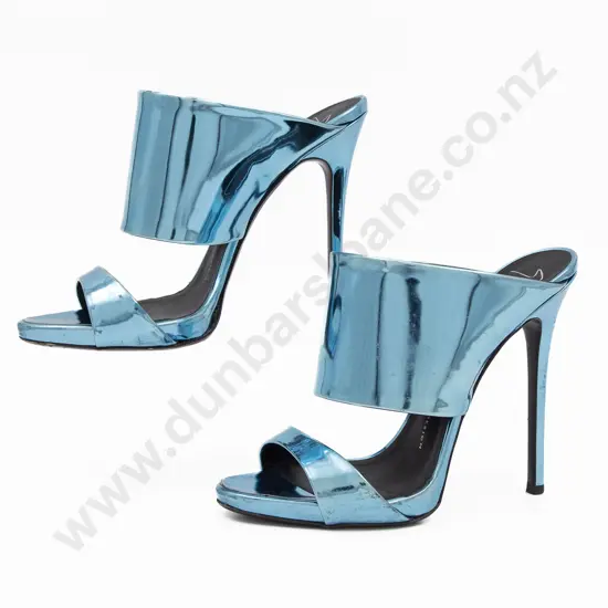 Giuseppe Zanotti Coline Metallic Blue Mules