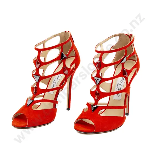 Jimmy Choo Suede Cutout Sandal with Crystals